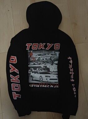 Black Hoodie with Red Tokyo Graphic